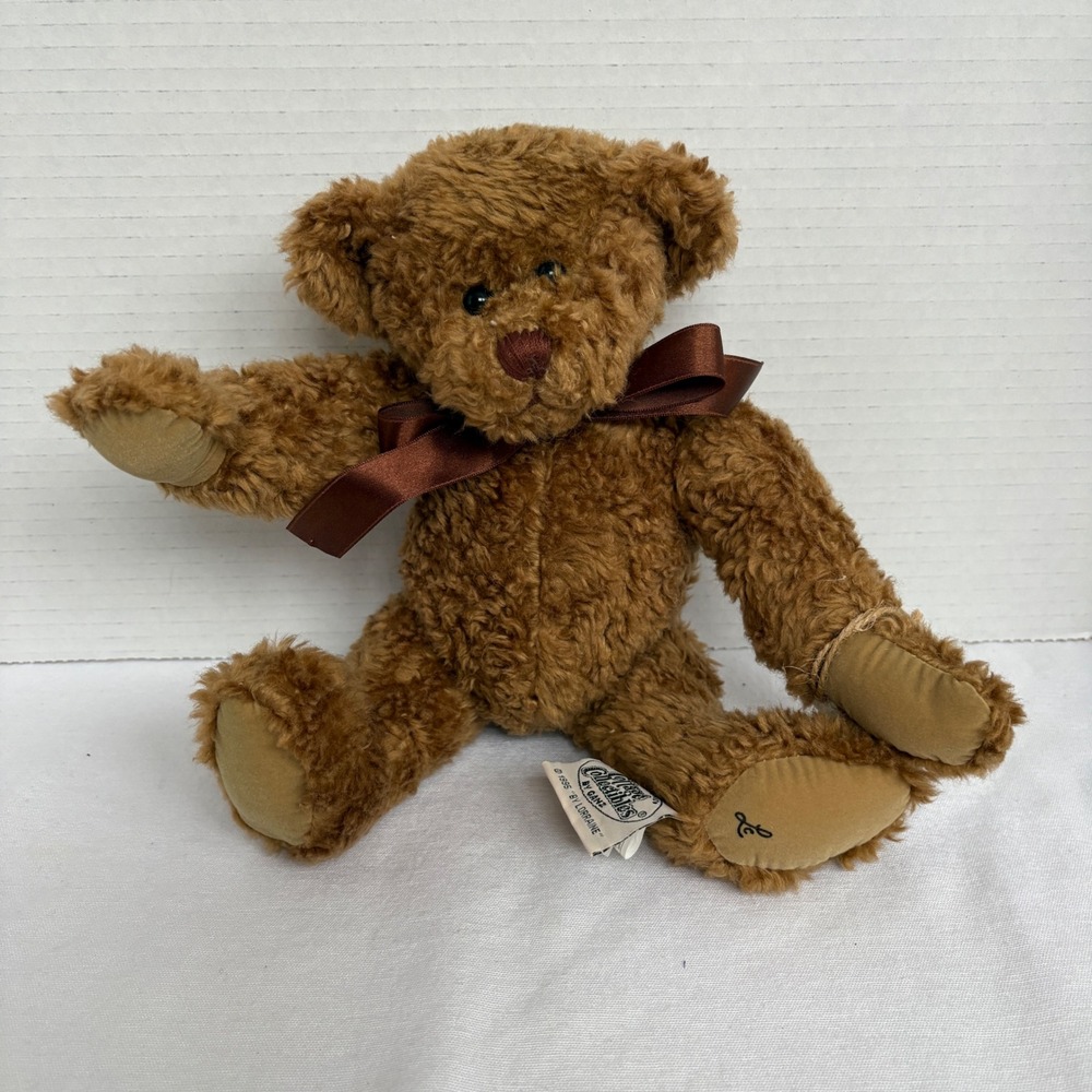 Cottage Collectibles by Ganz Ned Bear Plush 1995‎ Artist Designed Brown Bow
